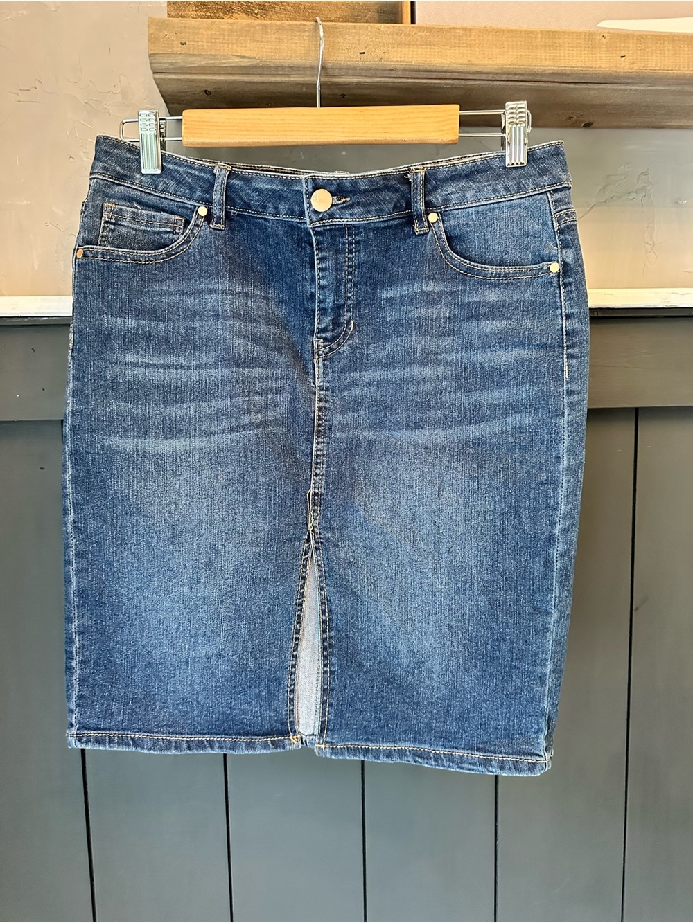 D. Jeans Classic Denim Mini Stretch Pencil Skirt size 12